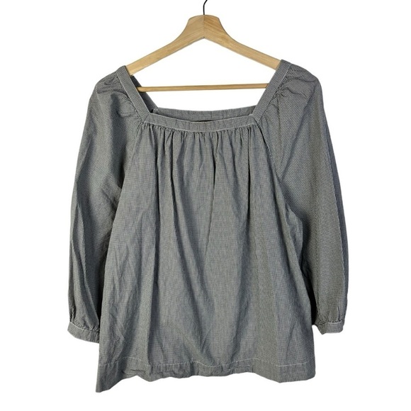 J. Crew Black & White Penny Gingham Plaid Long Sleeve Top 12 - Picture 2 of 5